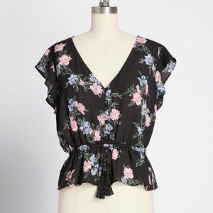 ModCloth Top to Blossom Sheer Blouse S